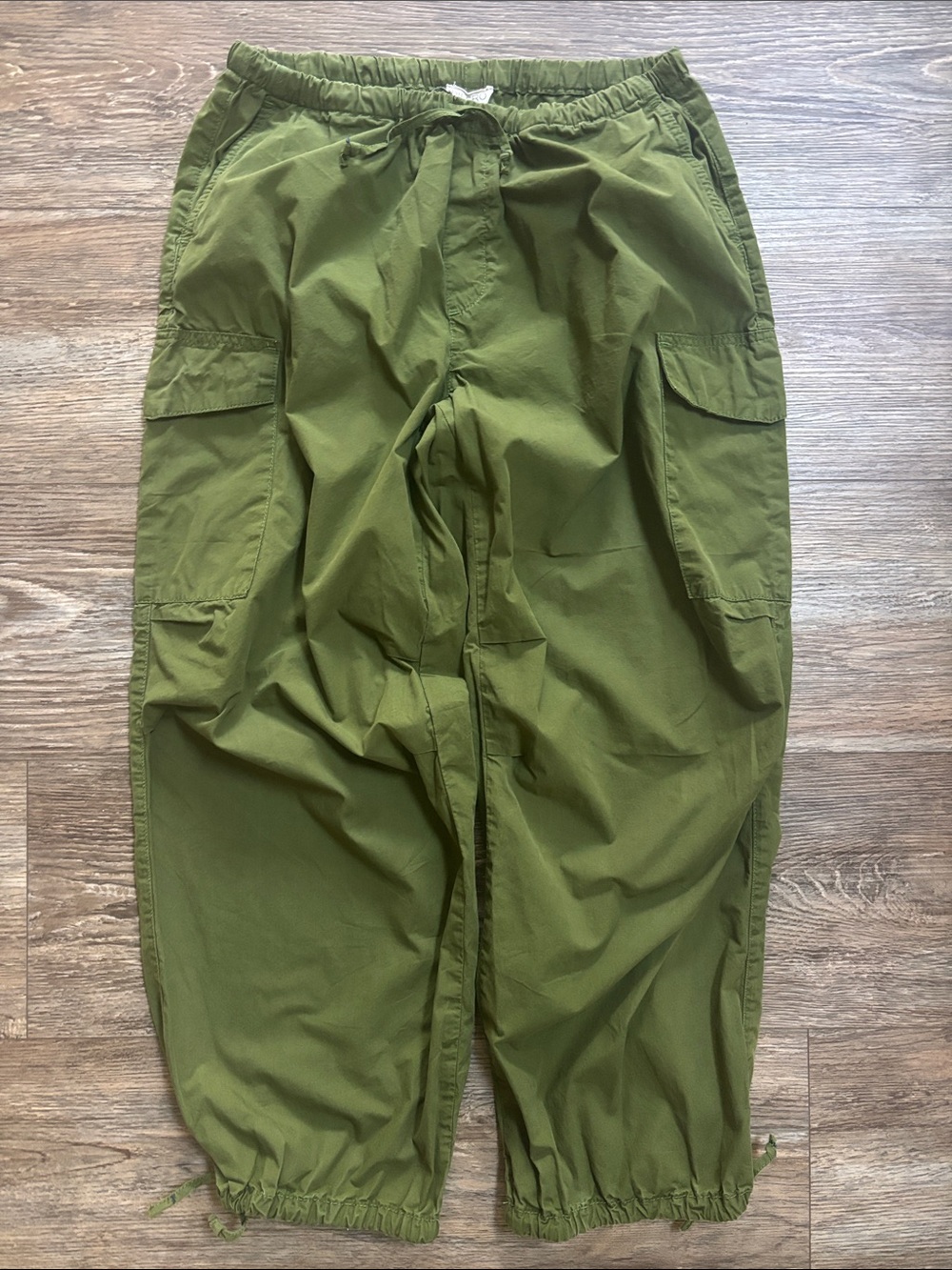 Anthropologie Pilcro Pull On Parachute Pants Dark Green Pockets Women's Size M